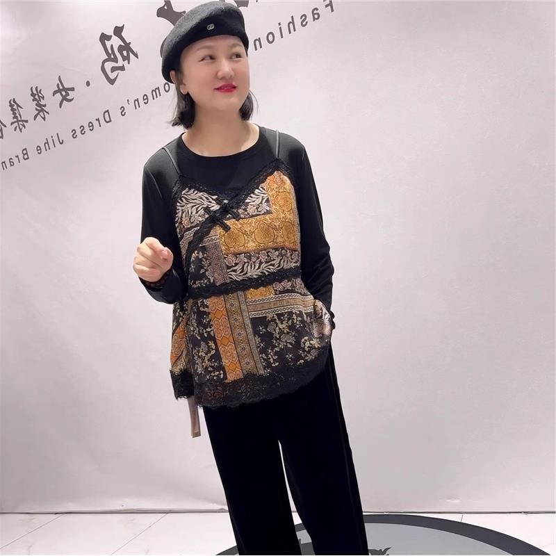 2026春季新芮娜依莲上衣国风衫大码女装胖妹妹气质衫200斤T恤5438