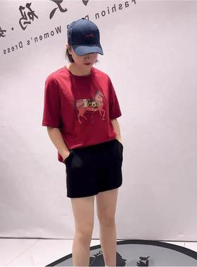 2026春装新芮娜依莲时尚短袖T恤加大码女装胖mm半袖打底衫女5383