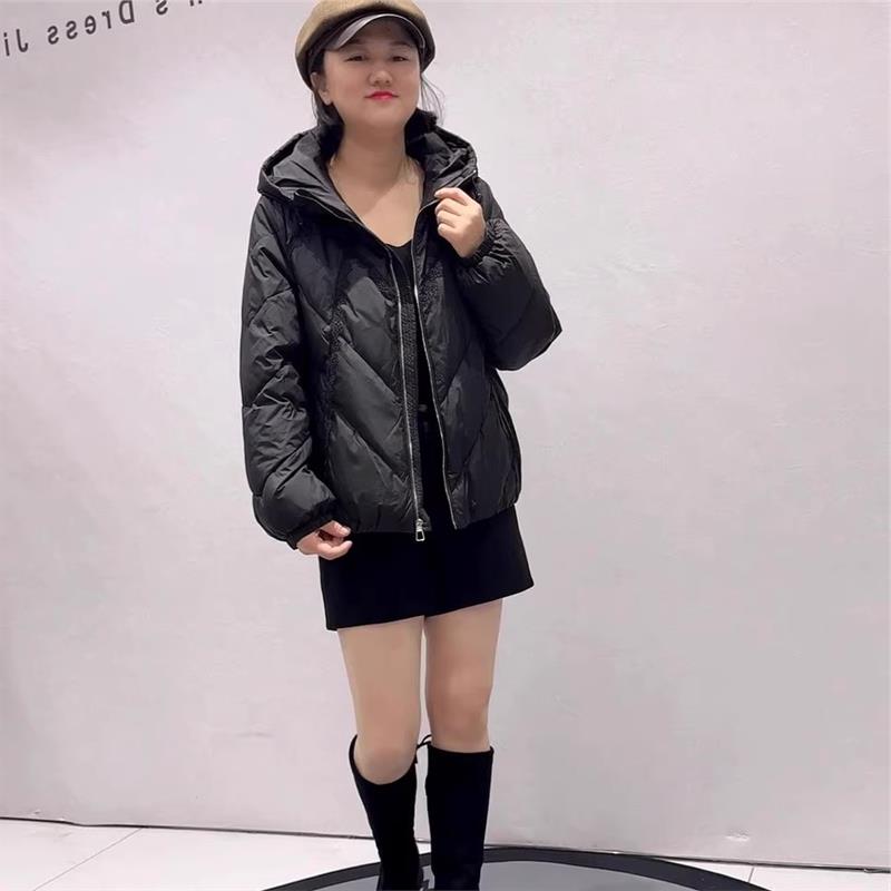 芮娜依莲2025冬季新款连帽棉服加大码女装宽松显瘦棉衣9858