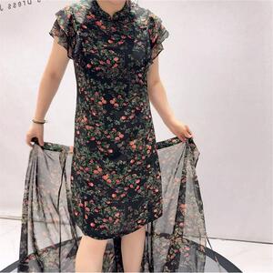 女权贵族大码女装连衣裙2026夏装31190可拆卸叠穿女人味旗袍裙