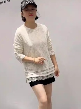 女权贵族2026春季新款大码女装T恤打底蕾丝衫气质衫200斤上衣1568