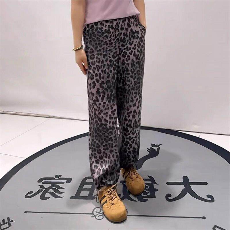 2026夏装新款裤女权贵族高腰时尚潮流胖mm裤31090苎麻豹纹显瘦裤