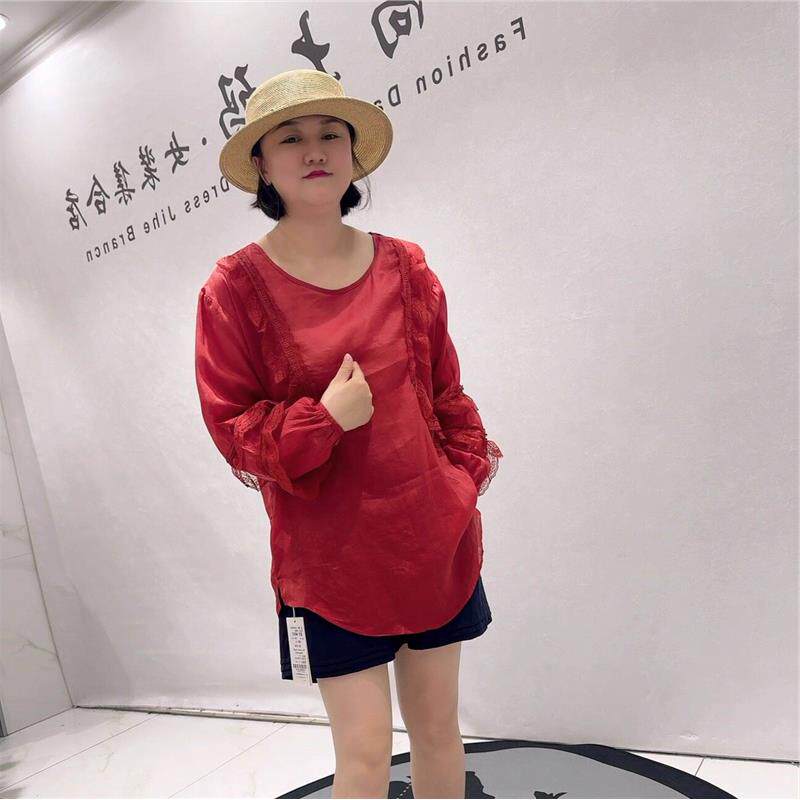 女权贵族2026年夏装3507一手长麻料长袖衫加肥加大码女装T恤上衣