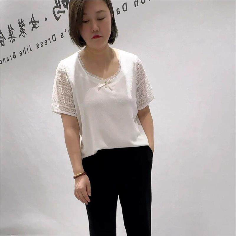 芮娜依莲打底1878夏季新款欧货醋酸短袖加大码女装显瘦气质上衣