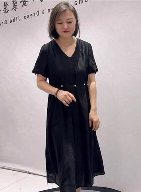 芮娜依莲时尚潮流V领胖mm芮娜依莲潮裙3010连衣裙大码女装200斤裙