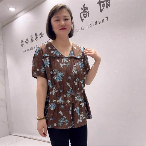 2026夏季芮娜依莲时尚潮流T恤5855短袖衫大码女装宽松显瘦气质衫