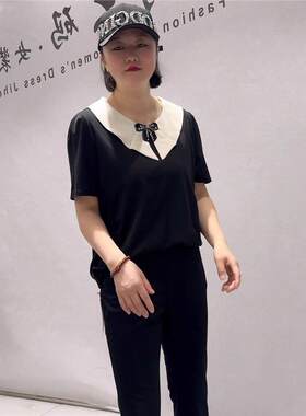 2026夏装芮娜依莲时尚潮流T恤5645女人味短袖衫大码女装气质上衣