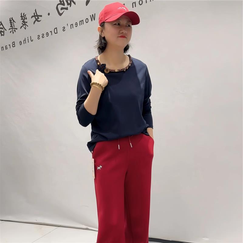 2026春季芮娜依莲打底衫加大码女装加肥加大气质衫200斤T恤衫5388