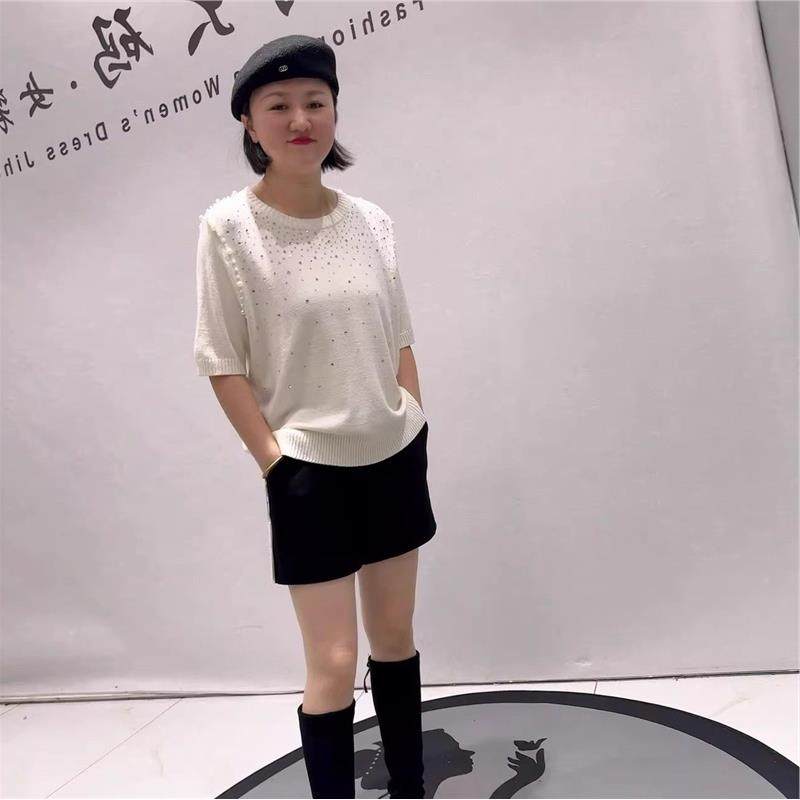 2026春装女权贵族1613针织半袖打底衫加大码女装气质衫潮流打底