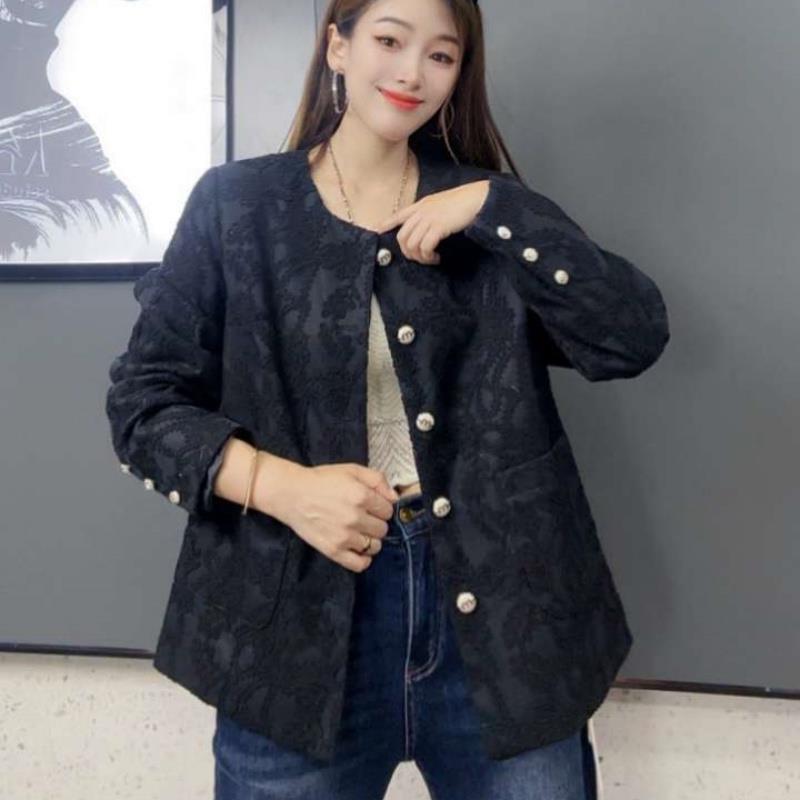 妃儿红大码上衣短款外套2025年秋女装胖妹妹显瘦气质开衫女3385
