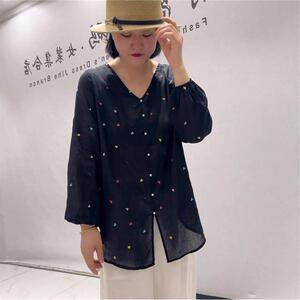 2026夏装新款女权贵族打底31181苎麻衬衫大码女装200斤显瘦衫T恤