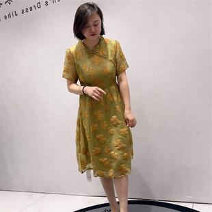 2026印花潮流女权贵族夏款新款新中式国风侧边拉链气质连衣裙3915