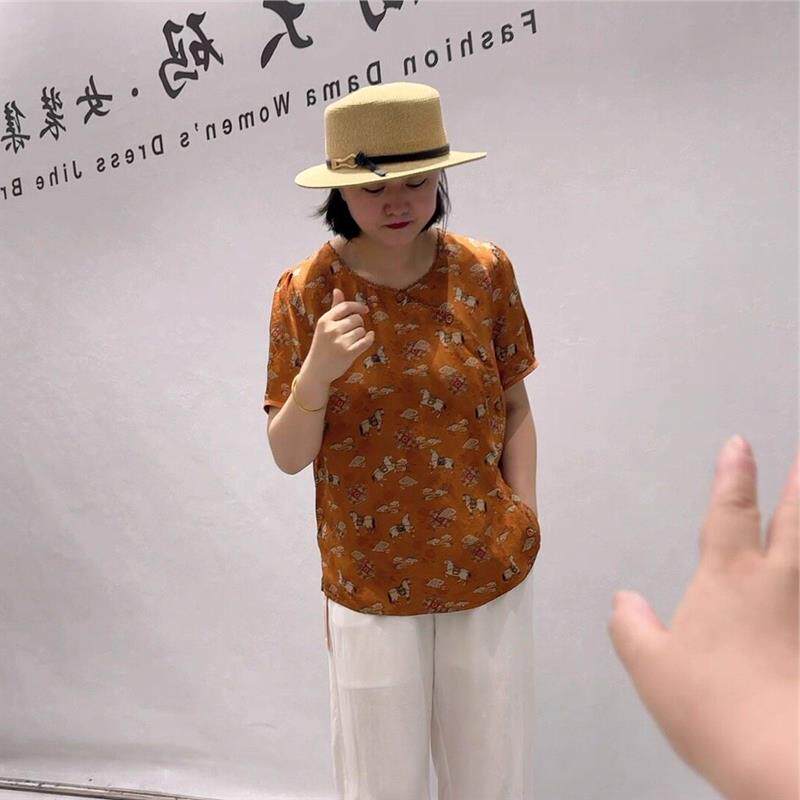芮娜依莲2026夏T恤5131短袖打底加肥加大码女宽松显瘦气质打底