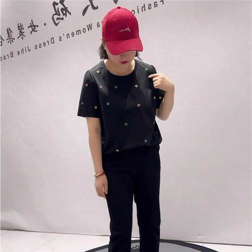 2026初夏芮娜依莲胖mm打底衫5651圆领短袖T恤大码女装显瘦上衣