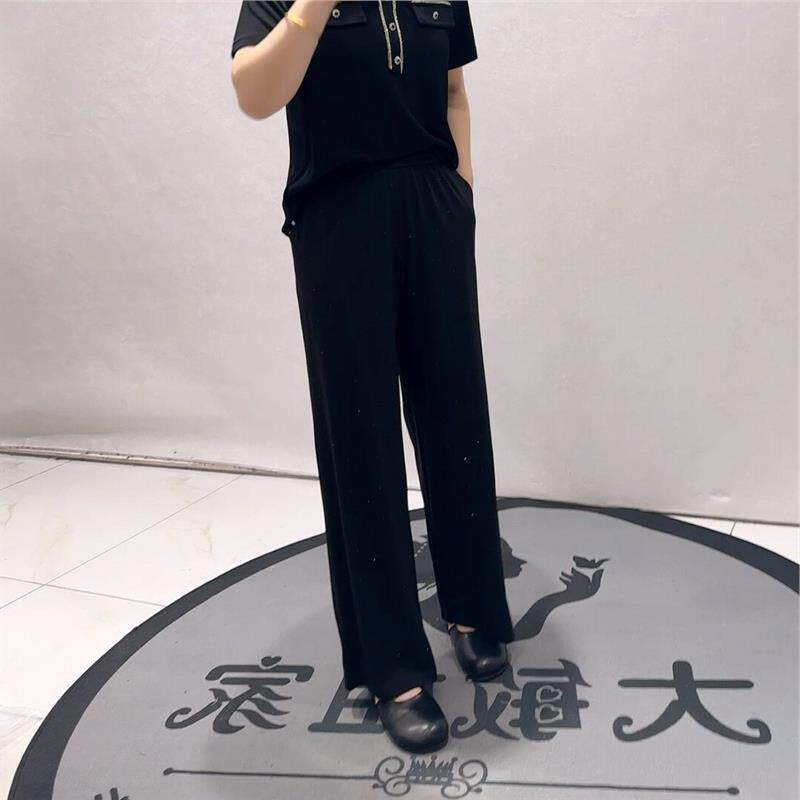 2026夏装新款芮娜依莲时尚裤5265松紧腰人丝亮钻舒适洋派休闲裤