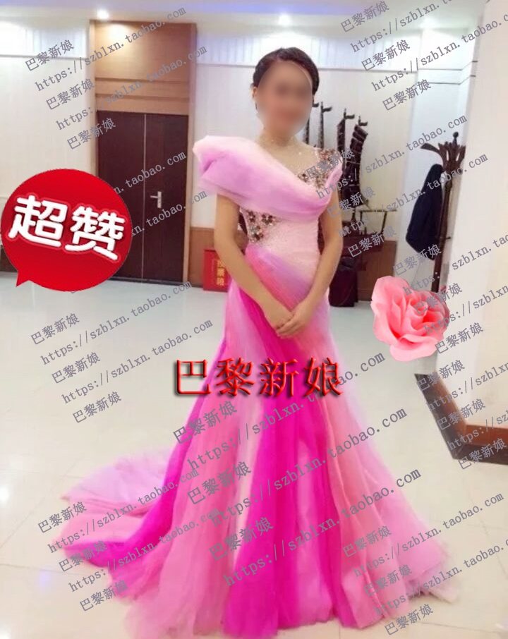 新款立领透明立领奢华演出礼服