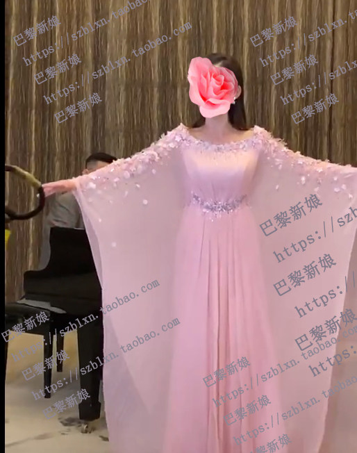 肉粉色大水袖花朵音乐会