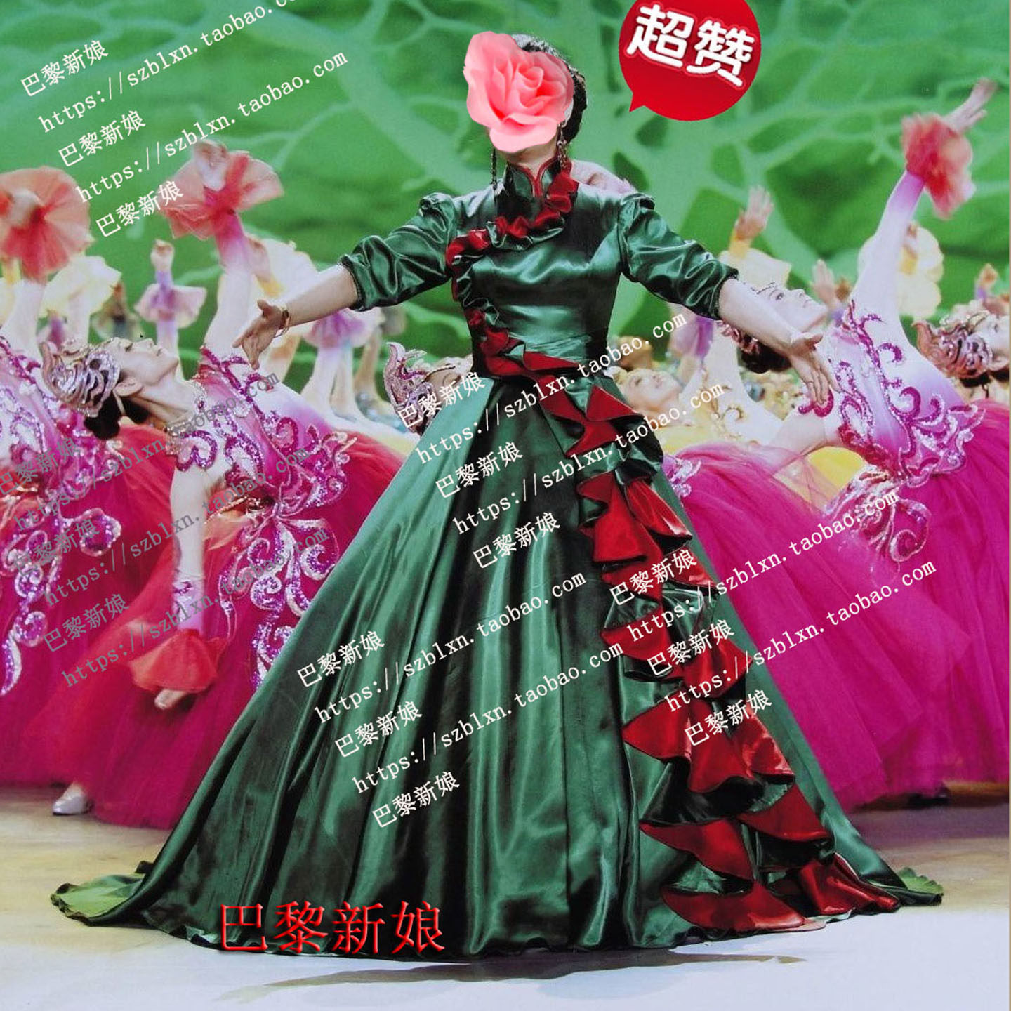 泡泡袖荷叶边显瘦演出服女独唱