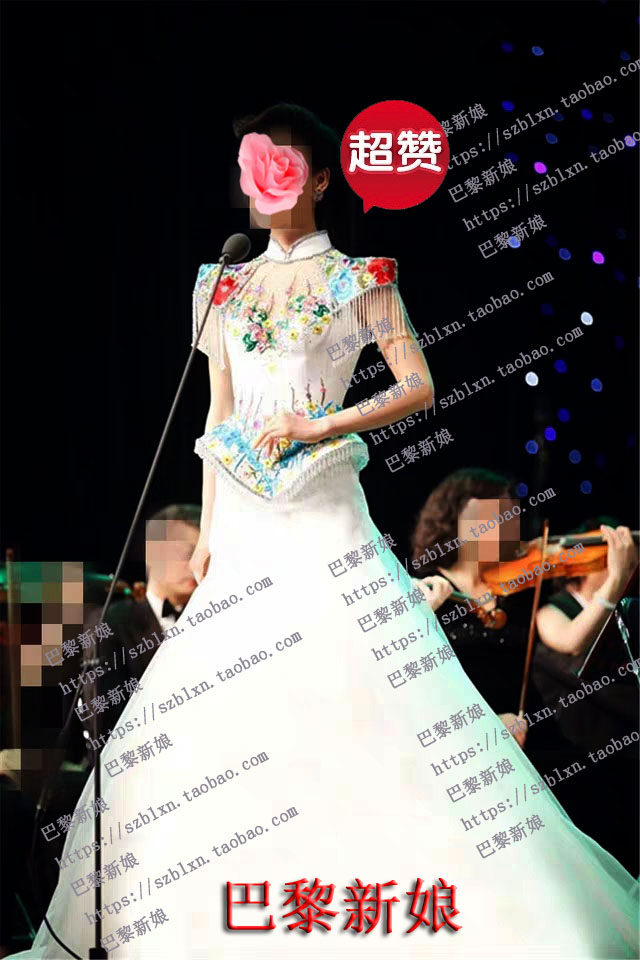 V领水袖小拖尾翘肩好看
