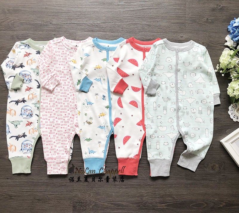 春秋季款新生婴儿纯棉连体哈衣 男女宝宝可贴身穿连身不包脚爬服