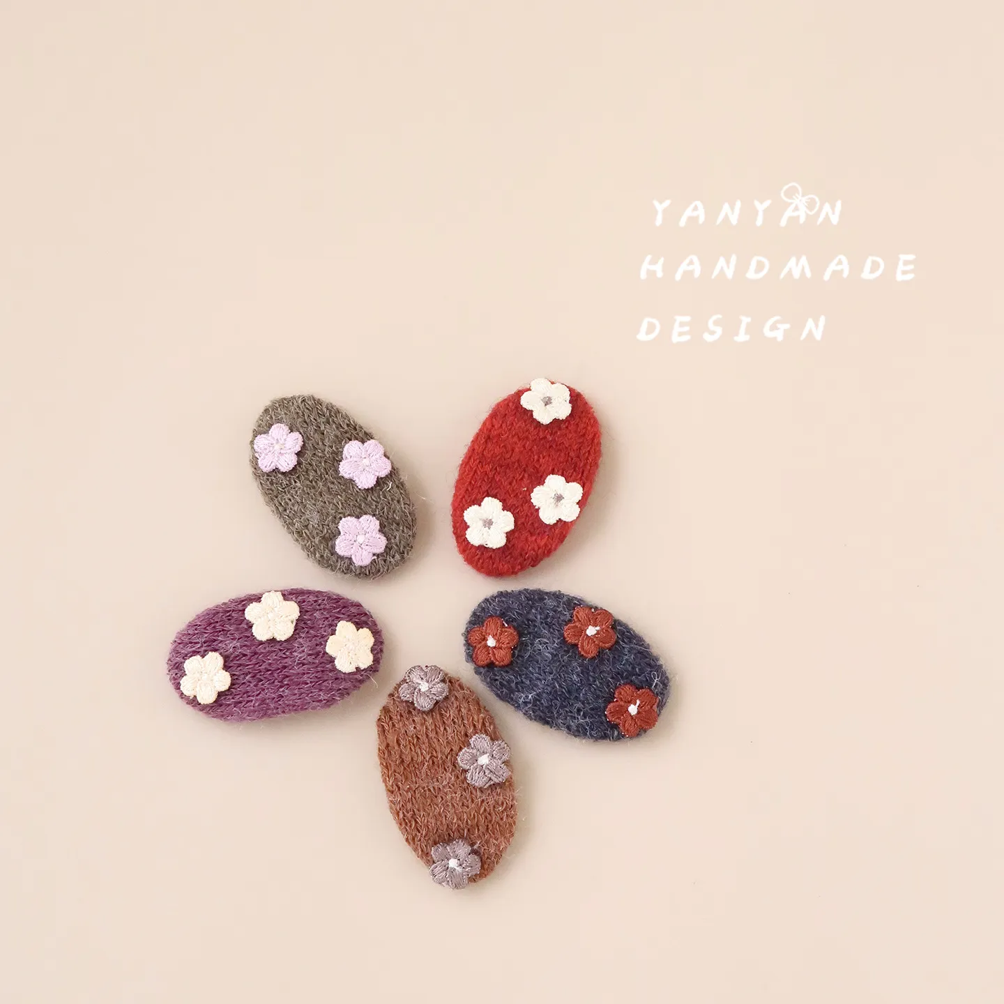 女童针织毛线花朵bb夹儿童不伤发刘海发夹宝宝秋冬毛绒小花发饰