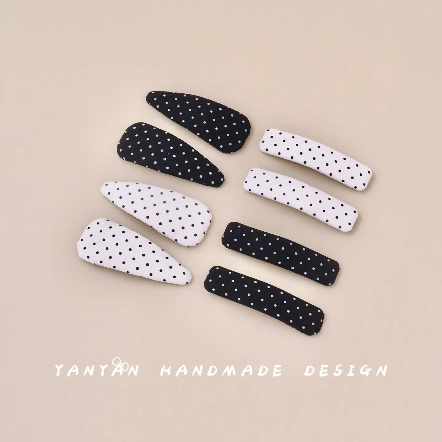 韩国ins儿童质感黑白波点布艺几何刘海发夹女童甜美时尚碎发BB夹