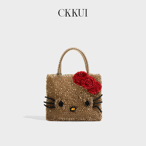 CKKUI小众可爱卡通kt猫编织包包