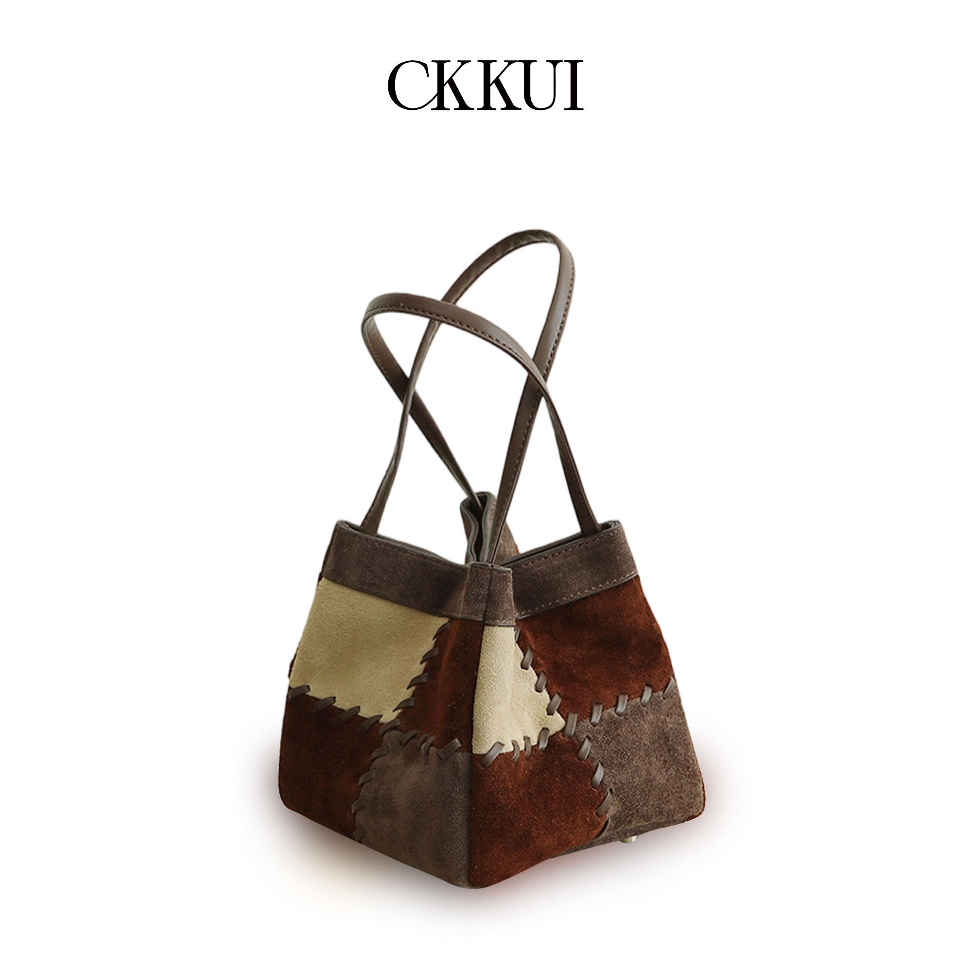 CKKUI 褶皱头层牛皮手提包2025新款手抓纹菜篮子小拎单肩托特方包,箱包皮具/热销女包/男包,托特包,淘宝优惠券,粉丝福利购,淘宝优惠卷