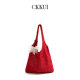 CKKUI 复古简约红色编织包包慵懒通勤针织包大容量休闲镂空单肩包