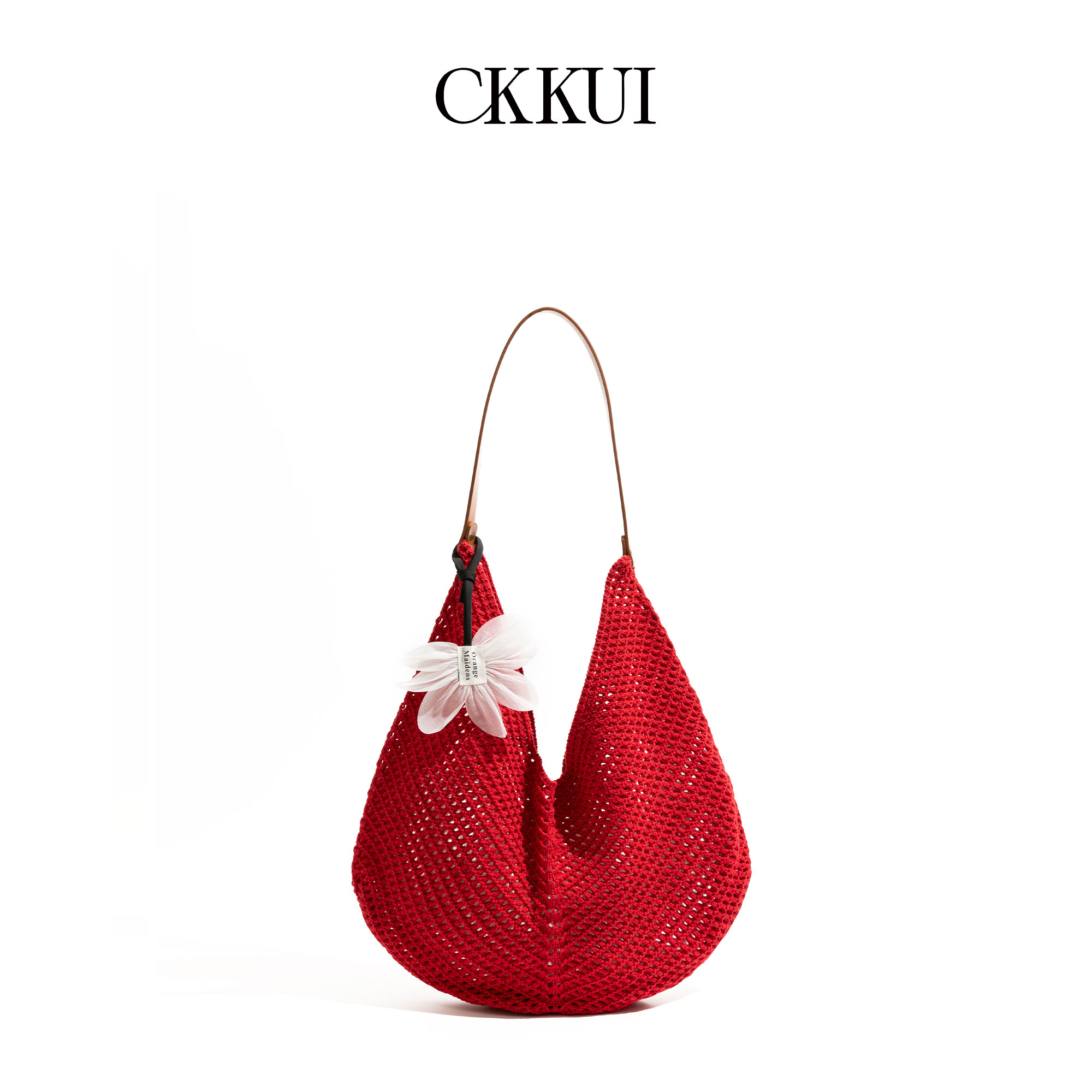 CKKUI大容量极简风红色编织包包