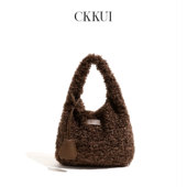 CKKUI 韩系毛绒饭团包包2025冬季 手提包羊羔毛慵懒风小拎包单肩包