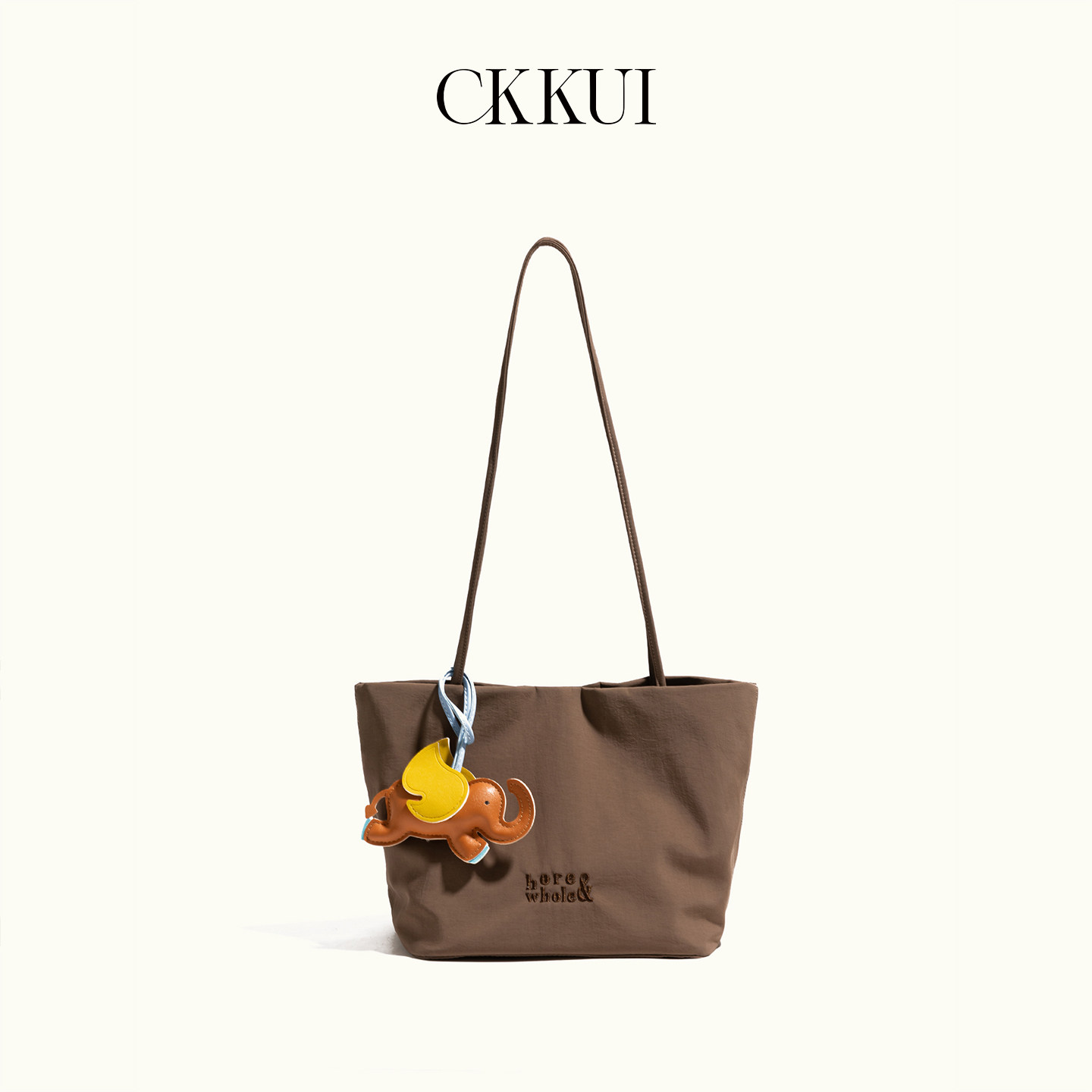 CKKUI 秋冬简约刺绣字母尼龙包包2026新款菜篮子慵懒风手提单肩包