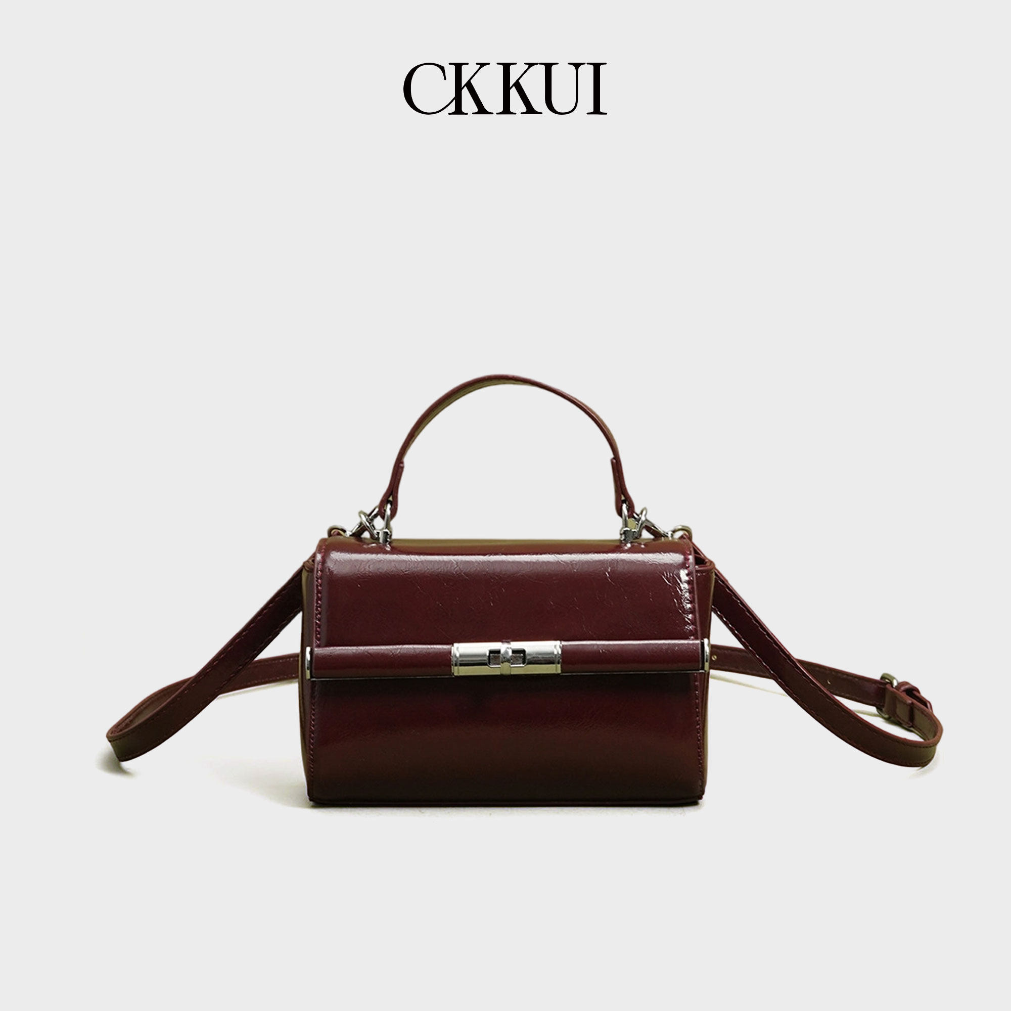 CKKUI 法式质感酒红色女包2026新款小方包高级感手提包通勤单肩包,箱包皮具/热销女包/男包,通用款女包,淘宝优惠券,粉丝福利购,淘宝优惠卷