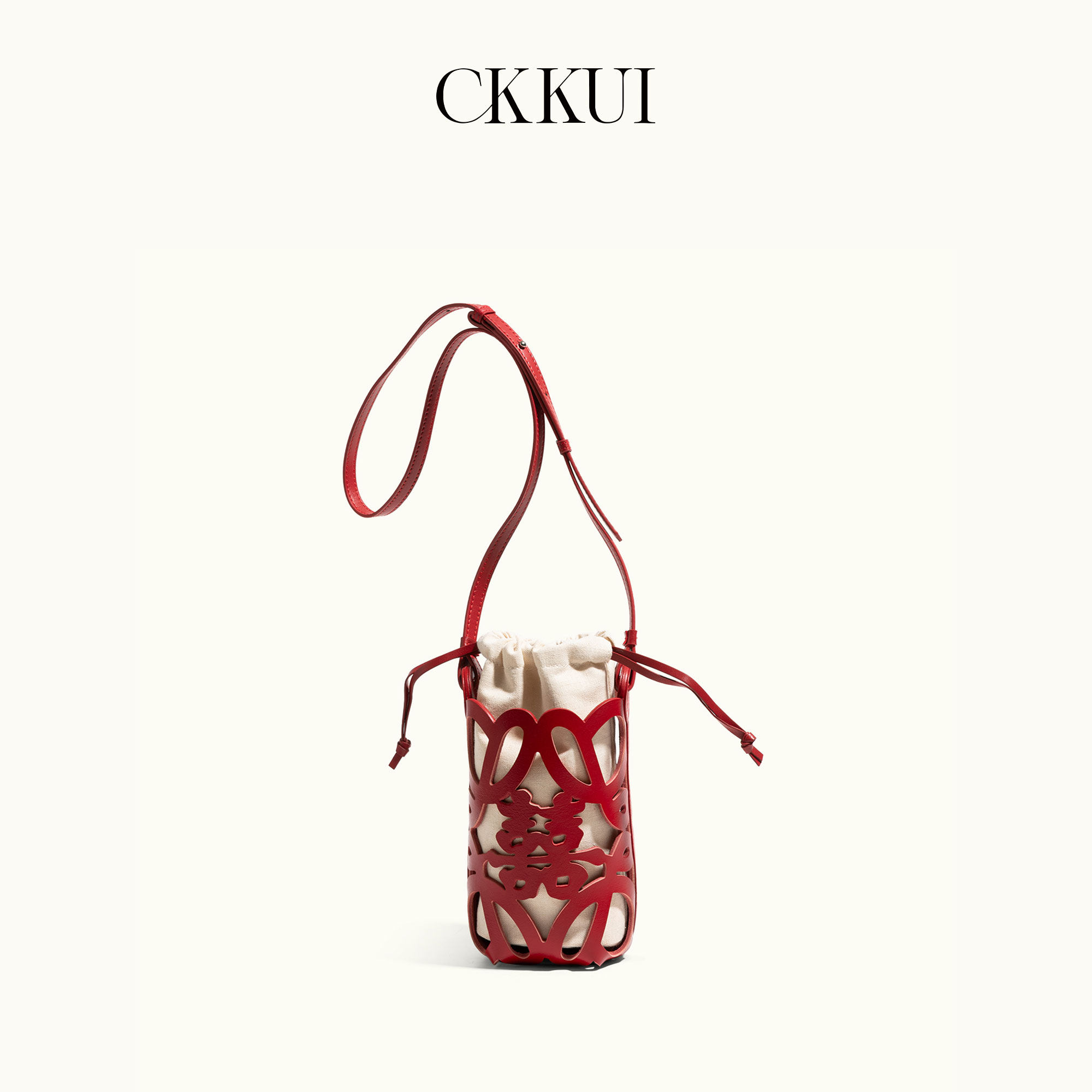 CKKUI 婚礼喜庆红色软皮包包2026夏季镂空包精致手机包斜挎单肩包