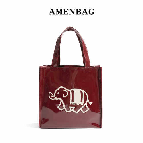 泰国潮牌手提包2025冬季新款果冻包pvc大容量亮面托特包便当包包