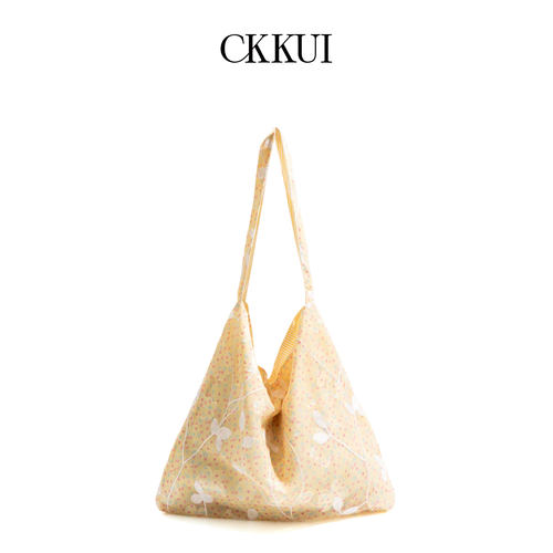 CKKUI多巴胺日光黄碎花帆布包
