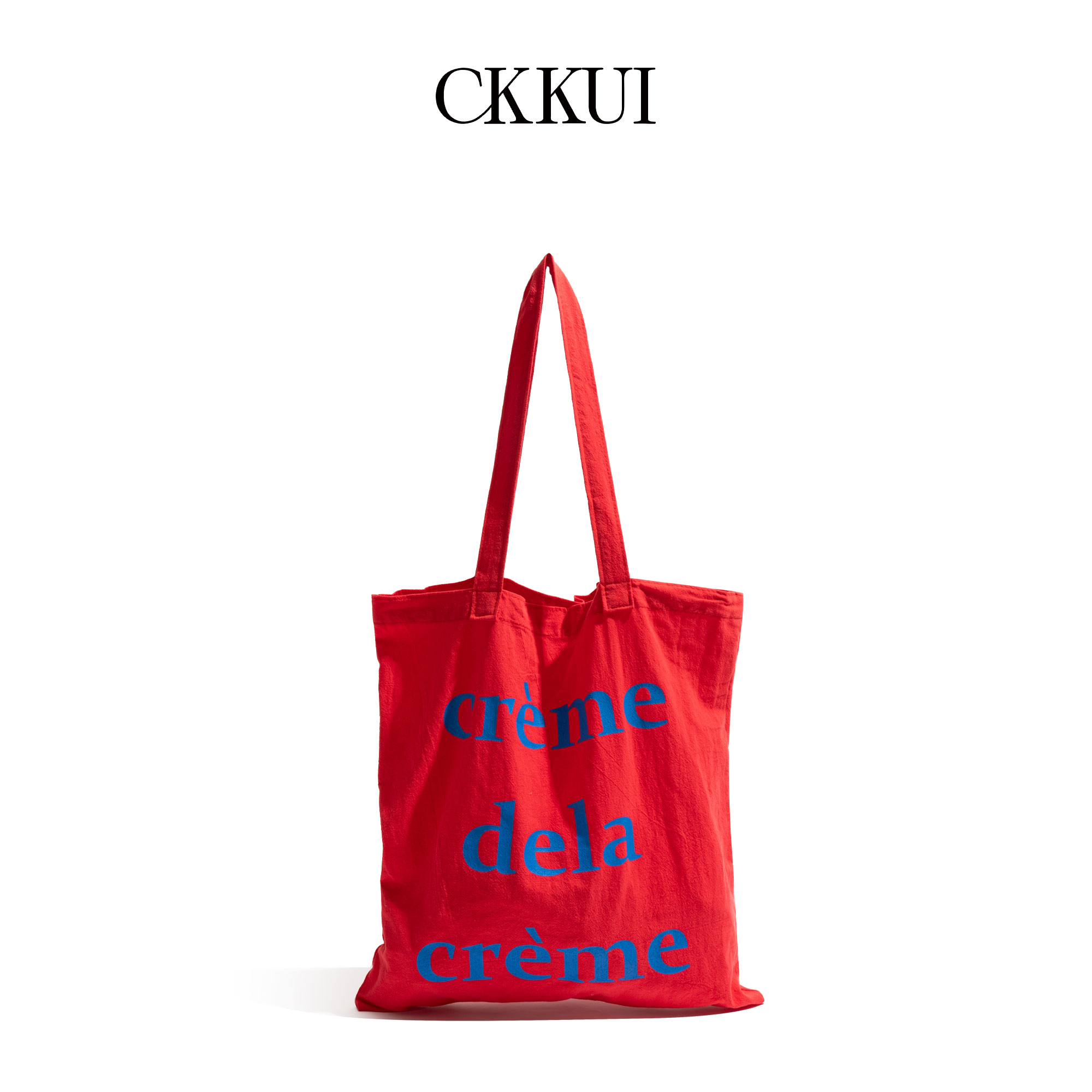 CKKUI 简约字母印花帆布包包女款学生上课大容量单肩包百搭托特包
