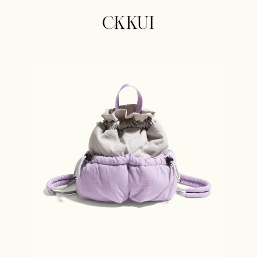 CKKUI轻便撞色填充棉双肩包2026