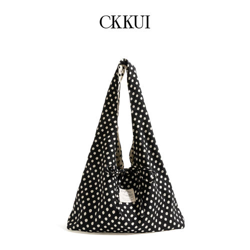 CKKUI复古小众波点包包双面用