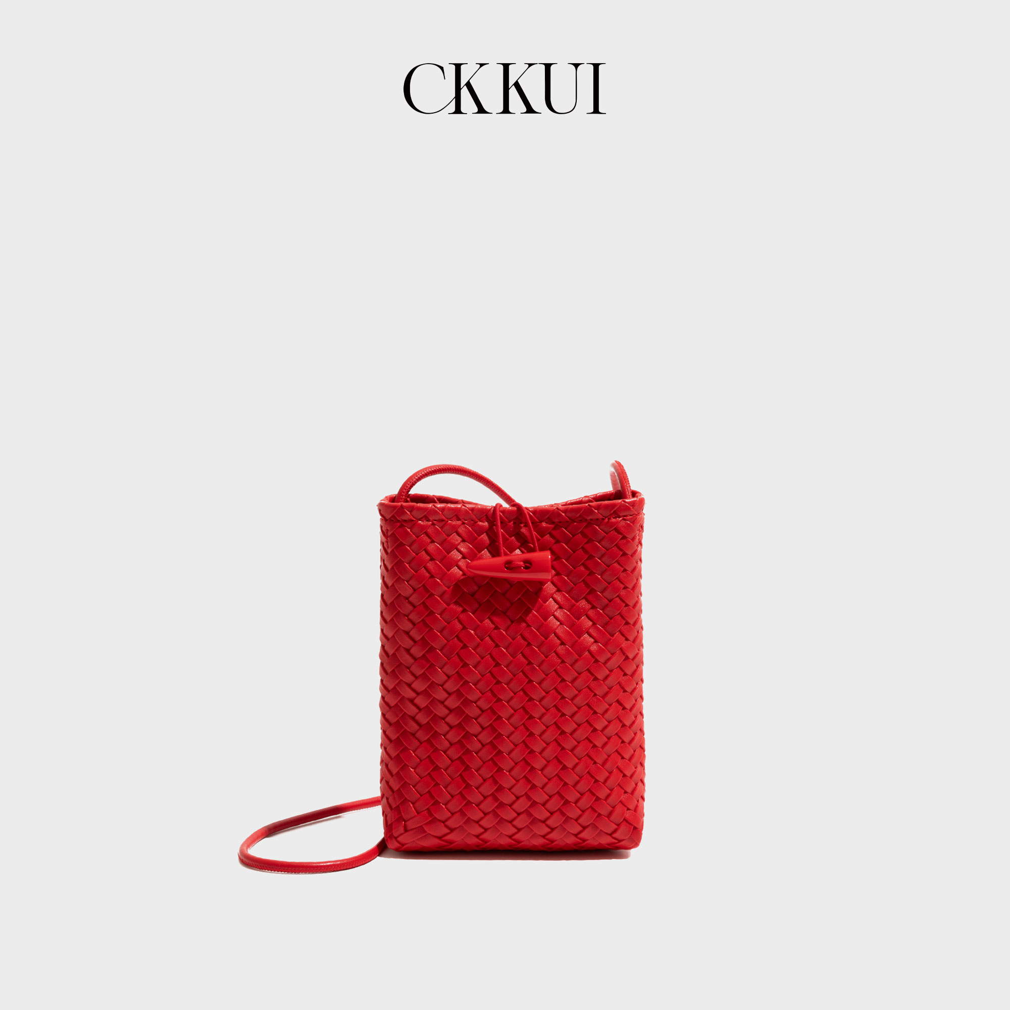 CKKUI韩系红色软皮编织包包图片