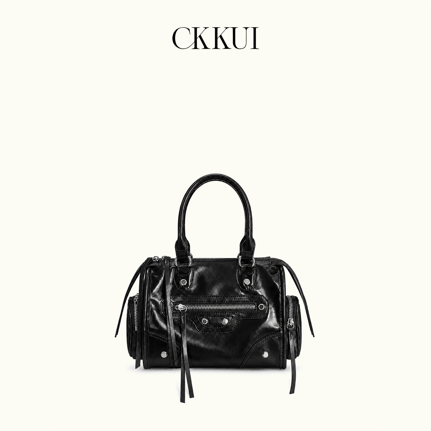 CKKUI 复古机车辣妹铆钉迷你小方包2026年高级感包包女手提斜挎包
