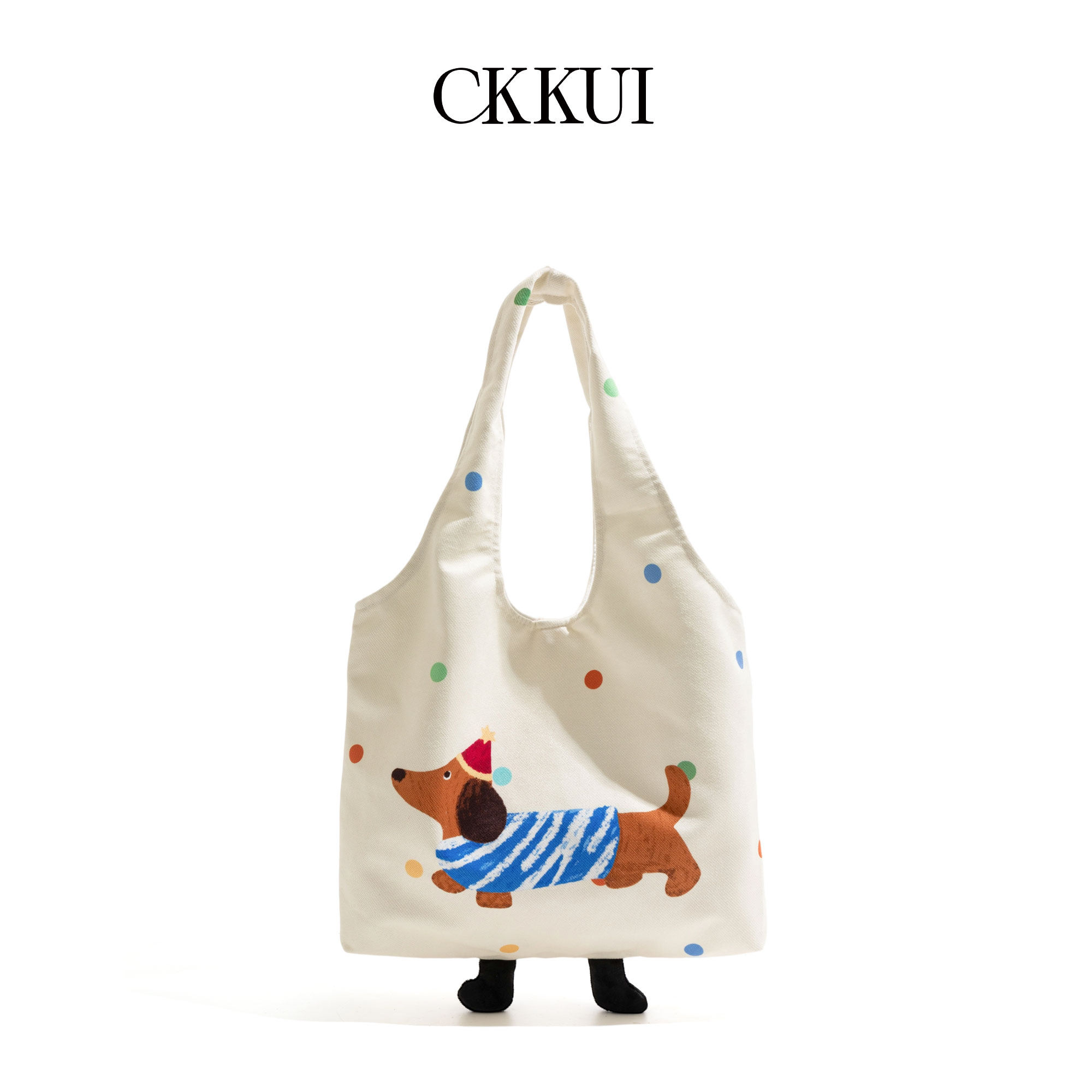 CKKUI 可爱卡通腊肠小狗波点包包2025年新款手提包慵懒松弛单肩包,箱包皮具/热销女包/男包,时尚帆布包,淘宝优惠券,粉丝福利购,淘宝优惠卷