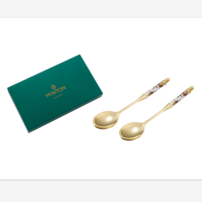 现货 日本进口Wedgwood Minton明顿骨瓷镀金咖啡勺子哈顿系礼盒装