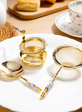 wedgwood明顿镀金色骨瓷滤茶器