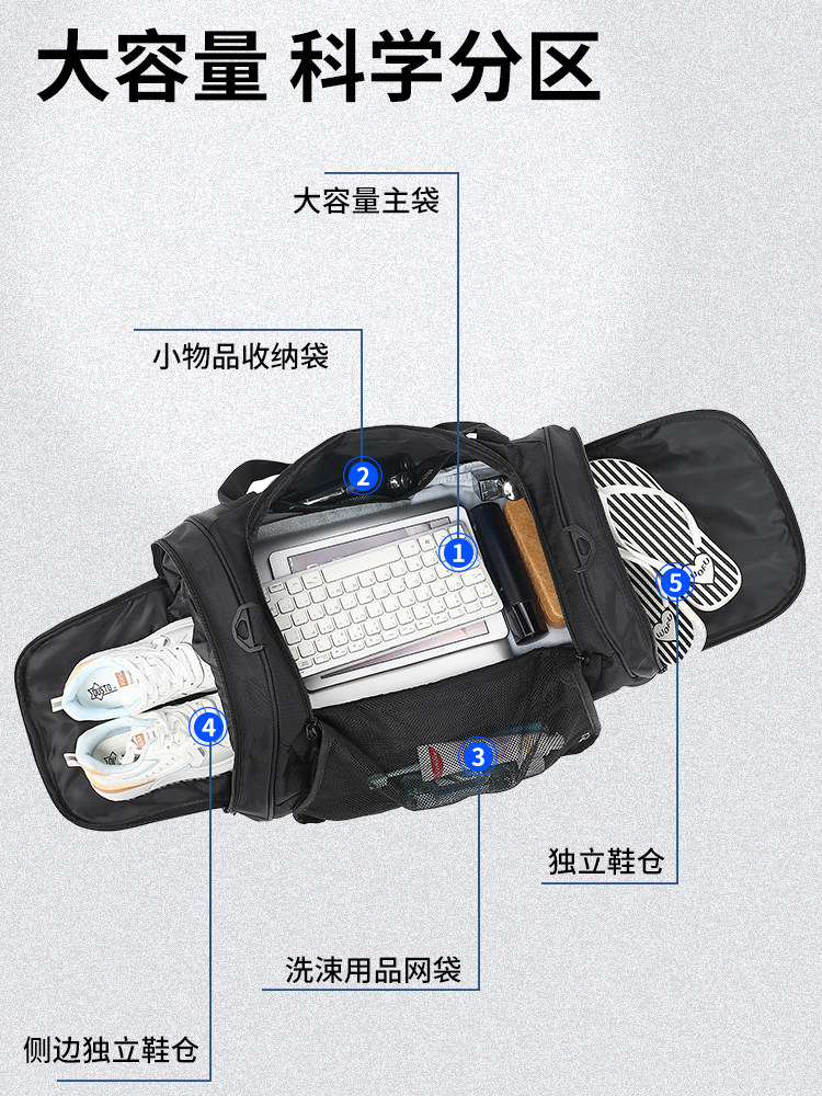 여행 가방 2024 새로운 트렌디 남성 대용량 출장 여행 신발 창고 수하물 가방 건식 및 습식 분리 휴대용 피트니스 가방