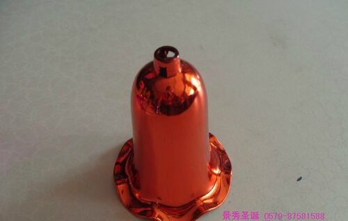单只大红色波浪纹圣诞节电镀铃铛 8厘米直径 #6982