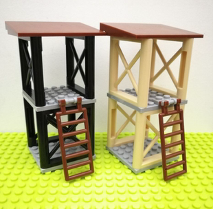 兼容小颗粒积木配件二战军事绝地求生大逃杀吃鸡军警戒台