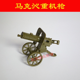 二战军事装备拼装重武器M1A1山炮马克沁重机枪 4联高射积木小人偶