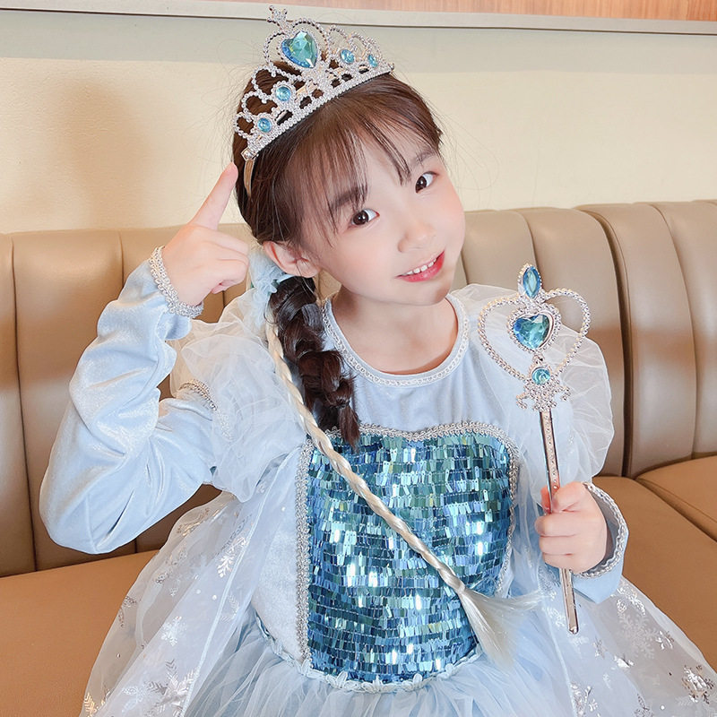 儿童饰品派对艾莎公主皇冠女童头箍套装冰雪奇缘镶钻魔法棒