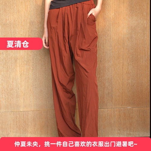 慵懒风垂感松紧腰阔腿长裤女